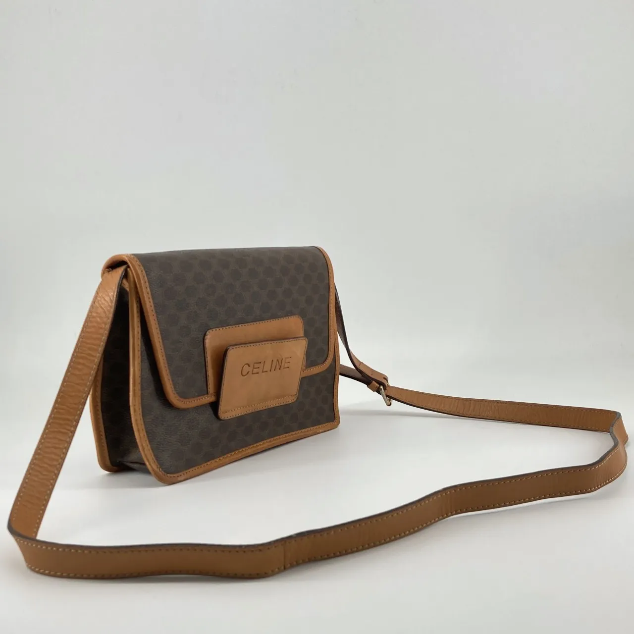 CELINE（セリーヌ） マカダム柄 PVCコーティングキャンバス / ヌメ革