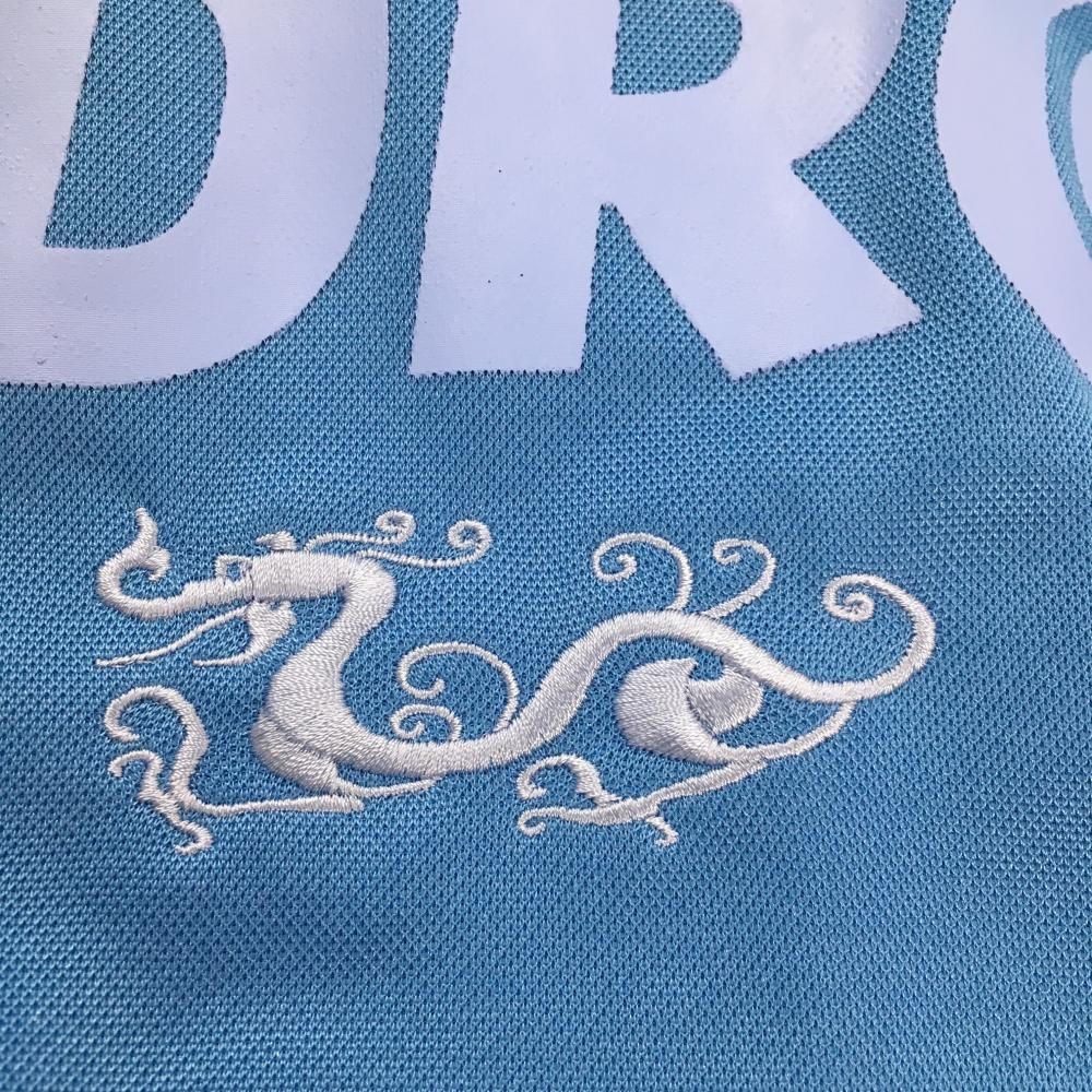 新品】ダンスウィズドラゴン 長袖ポロシャツ ライトブルー×ブルー ロゴ