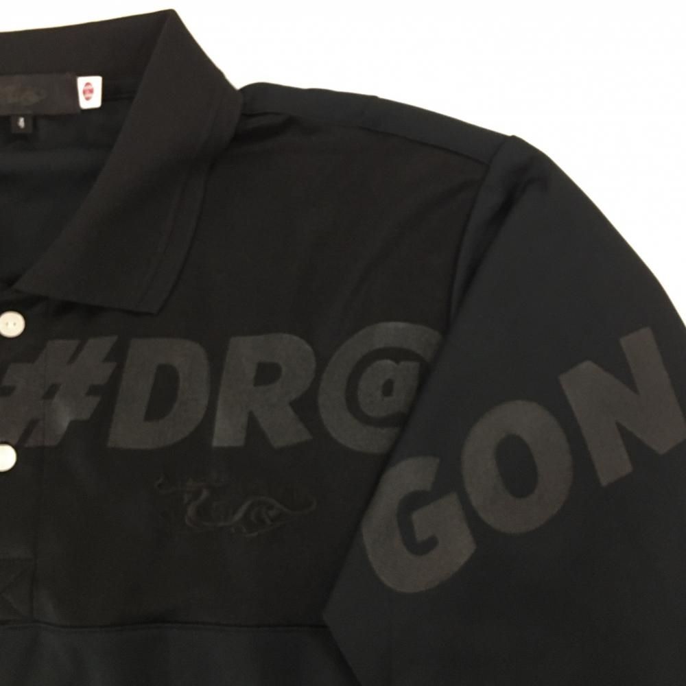 新品】ダンスウィズドラゴン 長袖ポロシャツ 黒 ロゴ刺しゅう 吸汗速乾