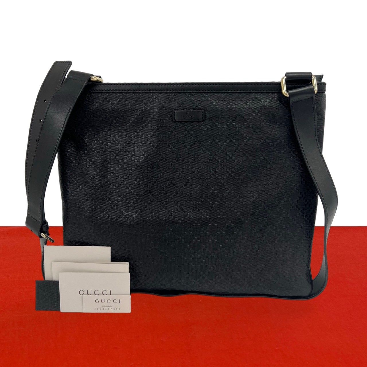 GUCCI ディアマンテ ショルダーバッグ 極 美品 GUCCI グッチ ディアマンテ レザー 本革 ショルダーバッグ