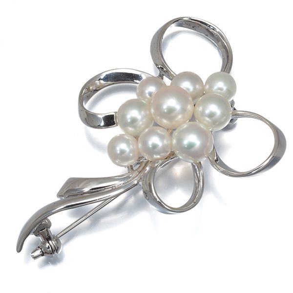(B) MIKIMOTO ミキモト パール ブローチ SV Silver ミキモト ブローチ パール 真珠 5.0-6.6mm ブーケ シルバー #201916