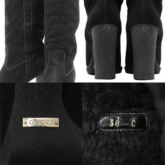 SALE】GUCCI グッチ ムートンロングブーツ サイズ 38C レディース ロゴ
