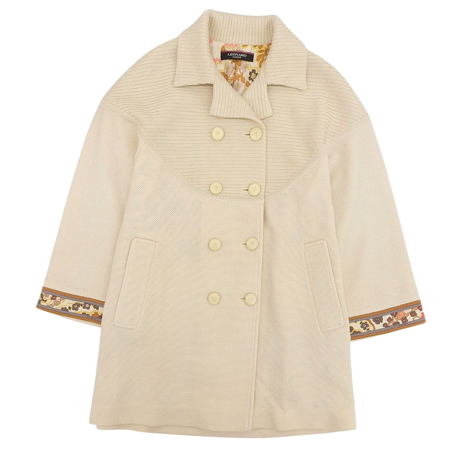 美品 レオナール LEONARD FASHION コート ニット チェスターコート
