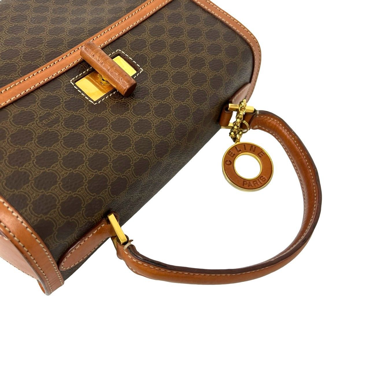 極 美品 CELINE セリーヌ サークル ロゴ マカダム ブラゾン 柄 レザー 