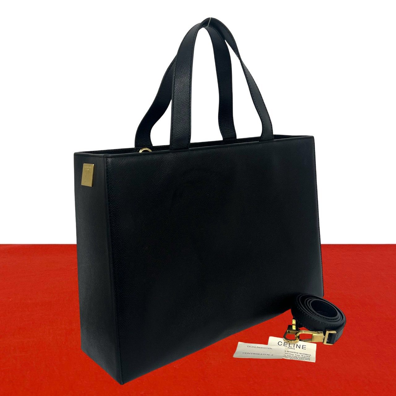 極 美品 CELINE セリーヌ ロゴ 金具 レザー 本革 2way ショルダー