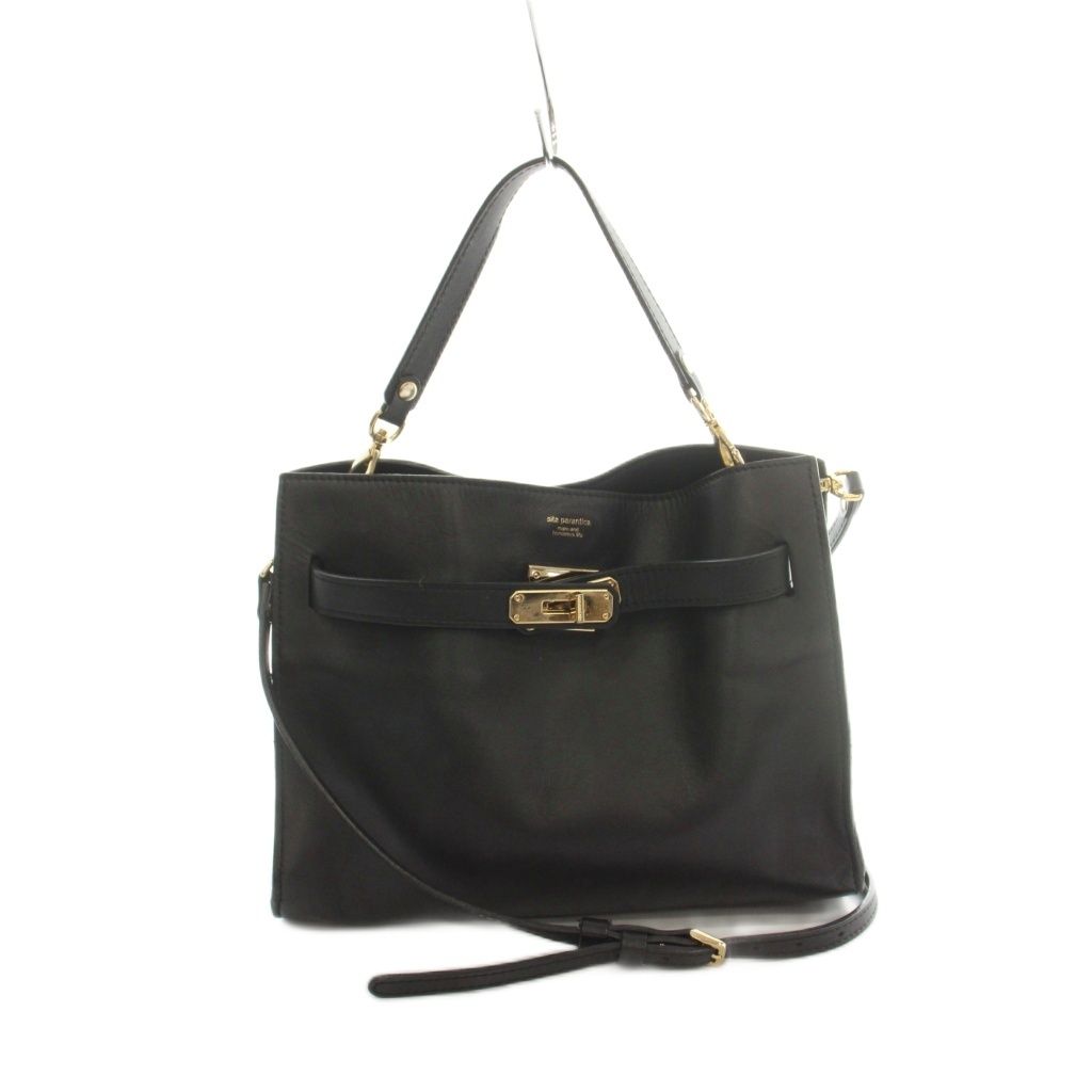 sita parantica 黒レザー ツーウェイ ハンドバッグ ショルダー シータパランティカ sita parantica 2WAY ナグツキ レザーバッグ