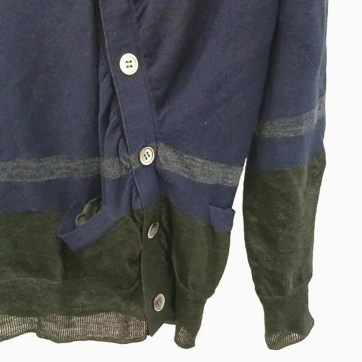 sacai サカイ 異素材 ドッキング アシンメトリー カーディガン サカイ sacai 異素材ドッキングニットカーディガン Vネック リネン混