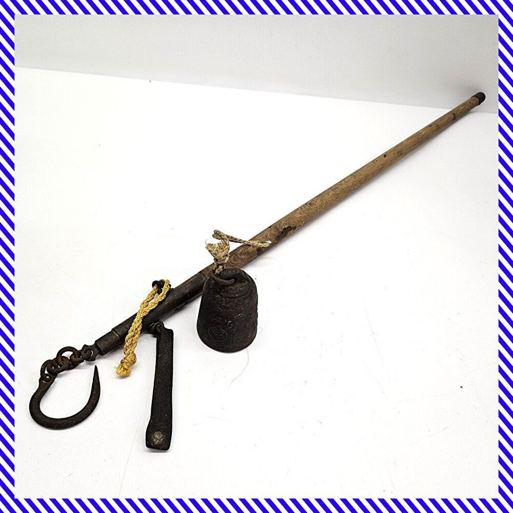 古い竿秤 棒ばかり 天秤はかり 56cm おもり サヌキ 秤量貮貫 刻印 骨董