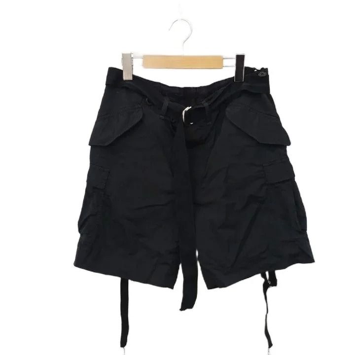 【3連休限定2,000円引き】sacaiサカイ シルクベルテッドショートパンツ黒 サカイ sacai ベルテッドカーゴショートパンツ シルク混 ボタンフライ