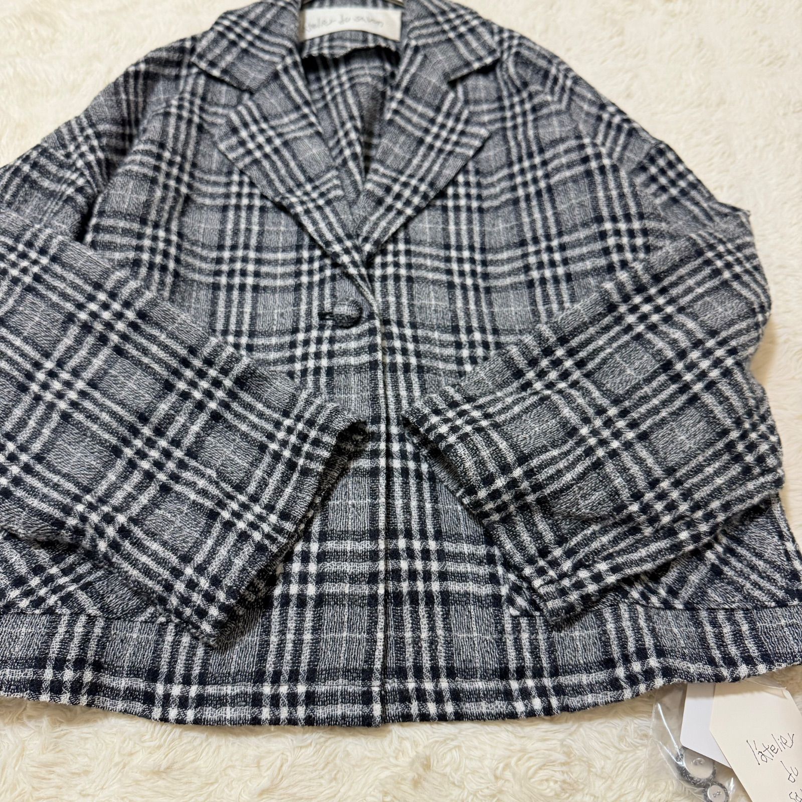 l'atelier du savon ウォッシャブルウール チェックジャケット F