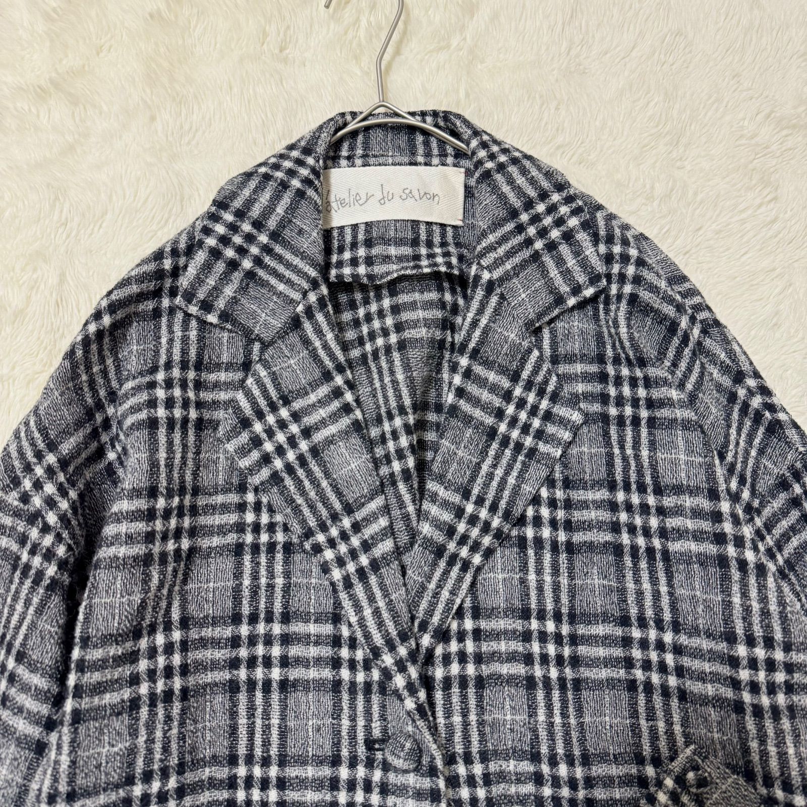 l'atelier du savon ウォッシャブルウール チェックジャケット F
