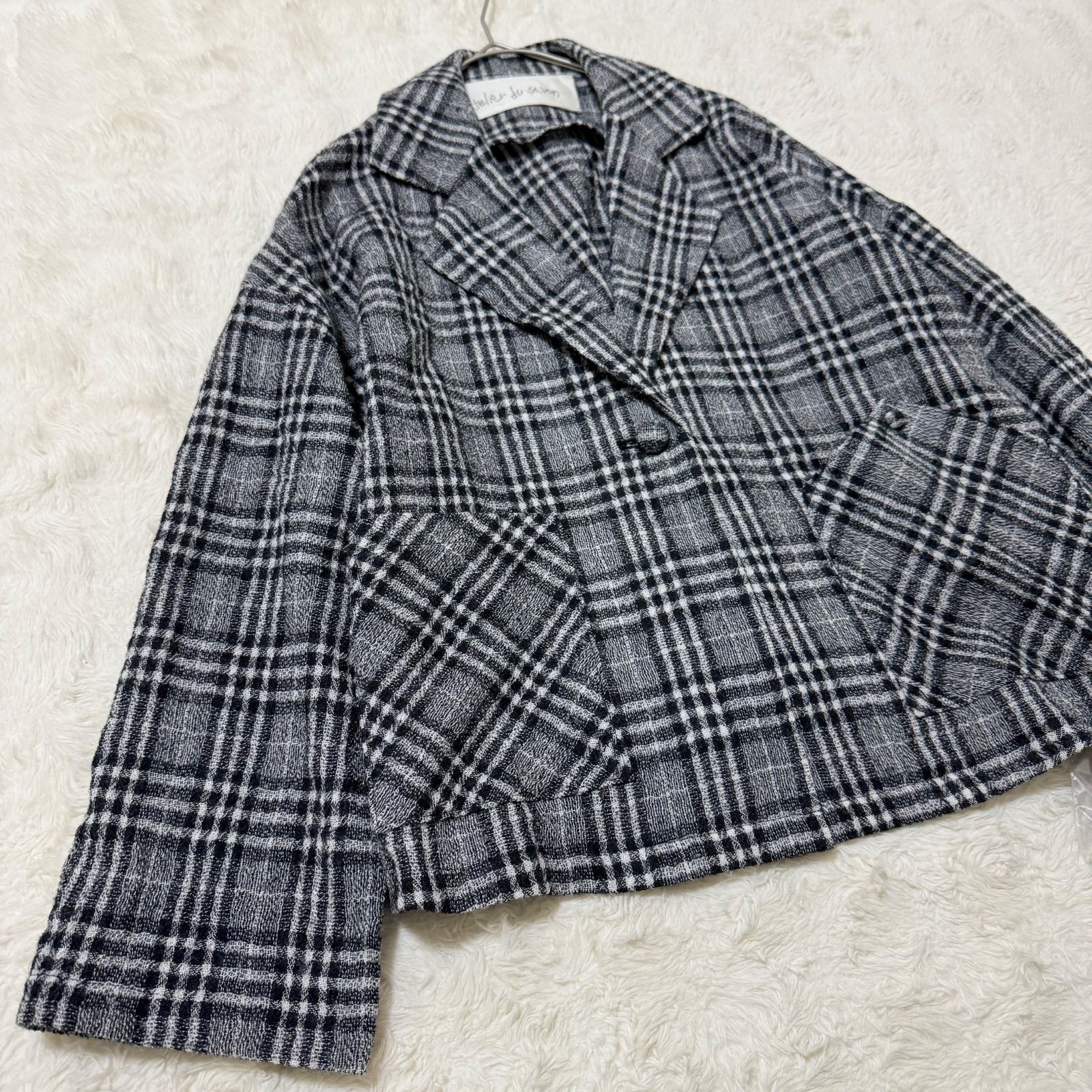 l'atelier du savon ウォッシャブルウール チェックジャケット F