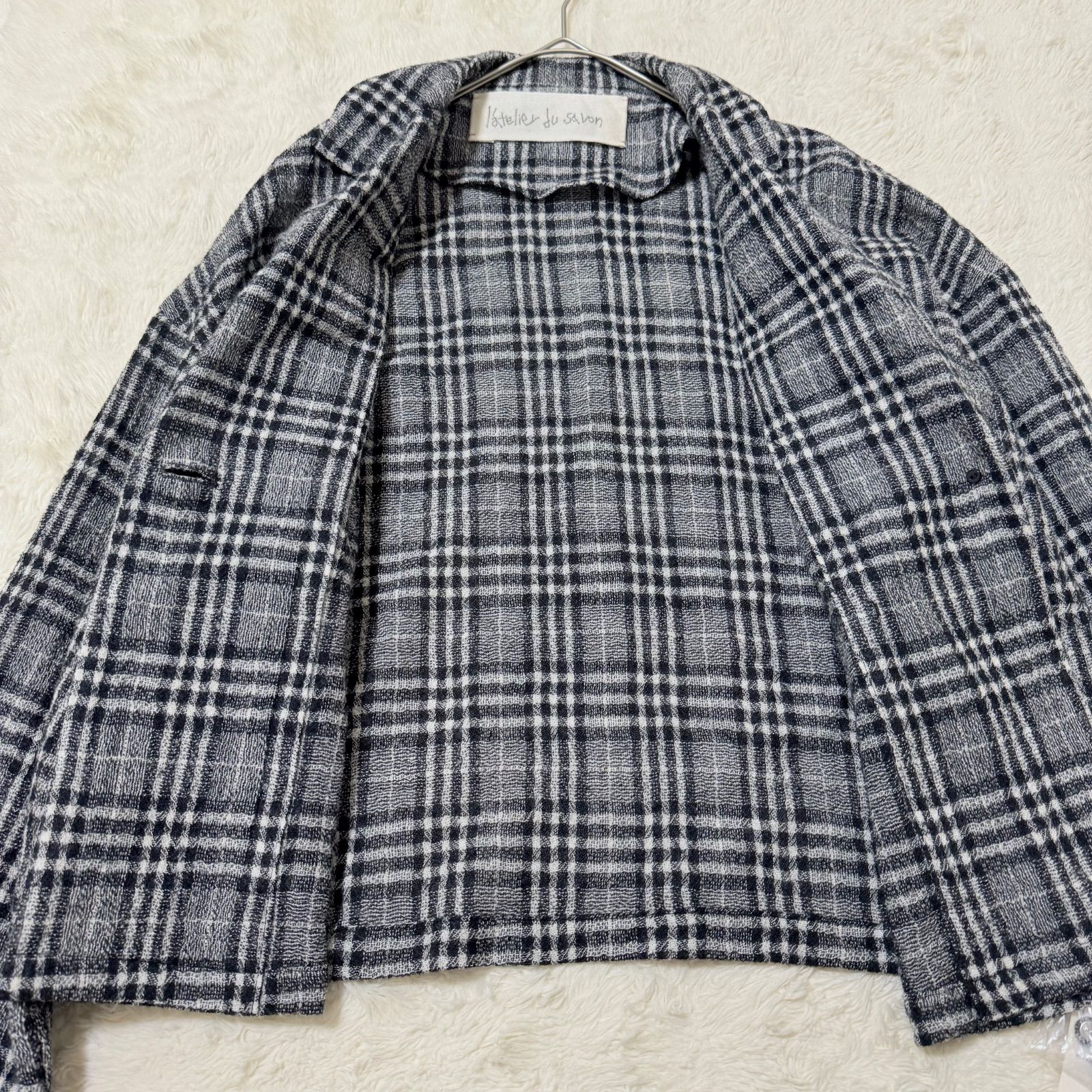 l'atelier du savon ウォッシャブルウール チェックジャケット F