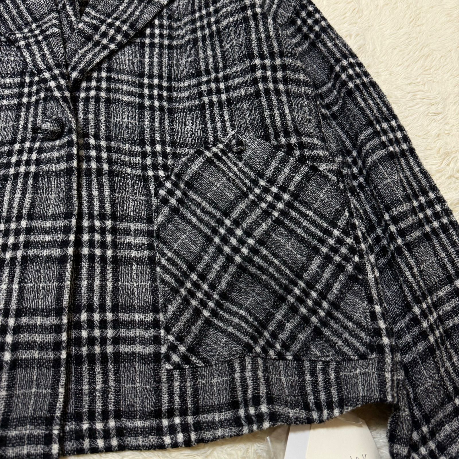 l'atelier du savon ウォッシャブルウール チェックジャケット F