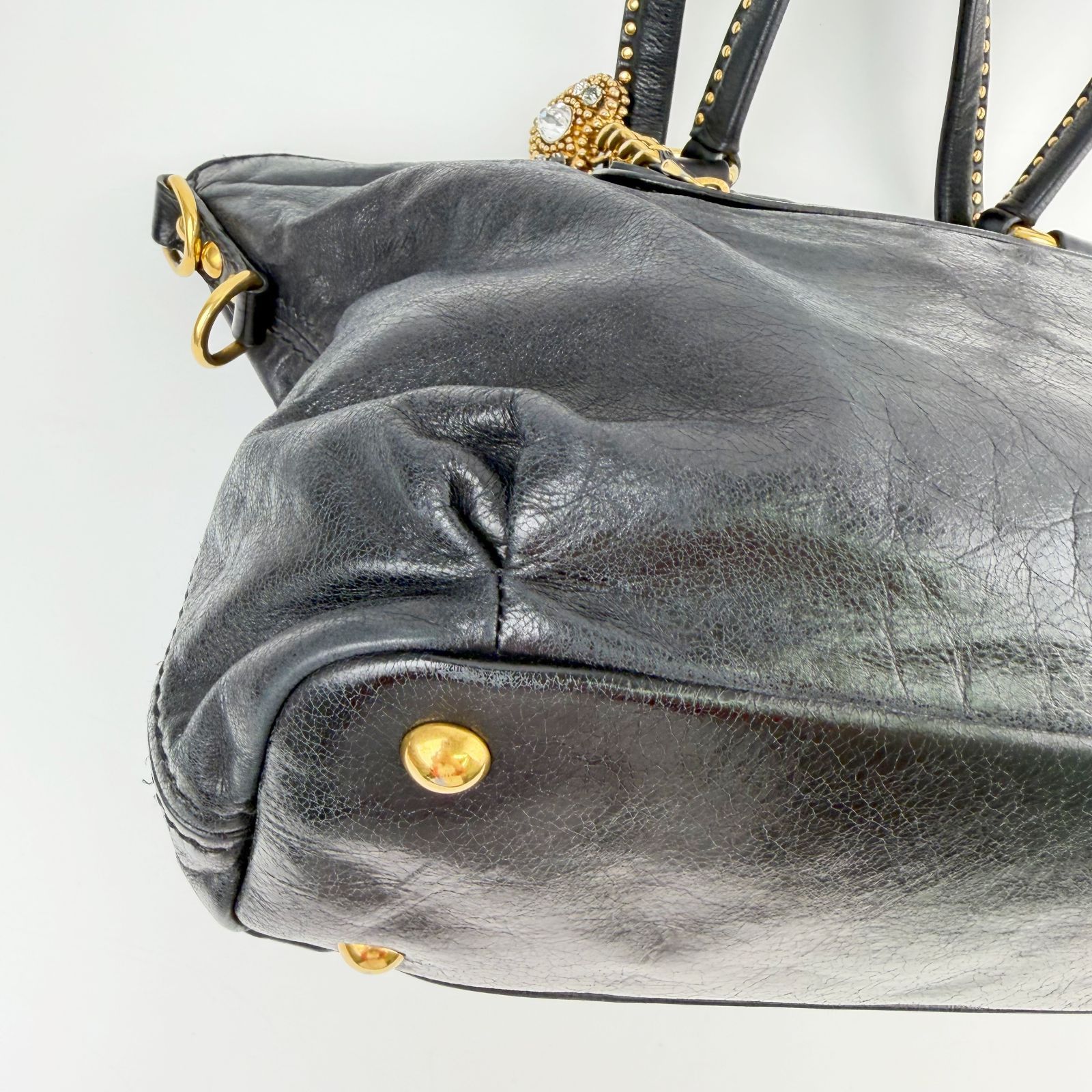 中古】MIU MIU ミュウミュウ ハートビジューチャーム スタッズ 2WAY