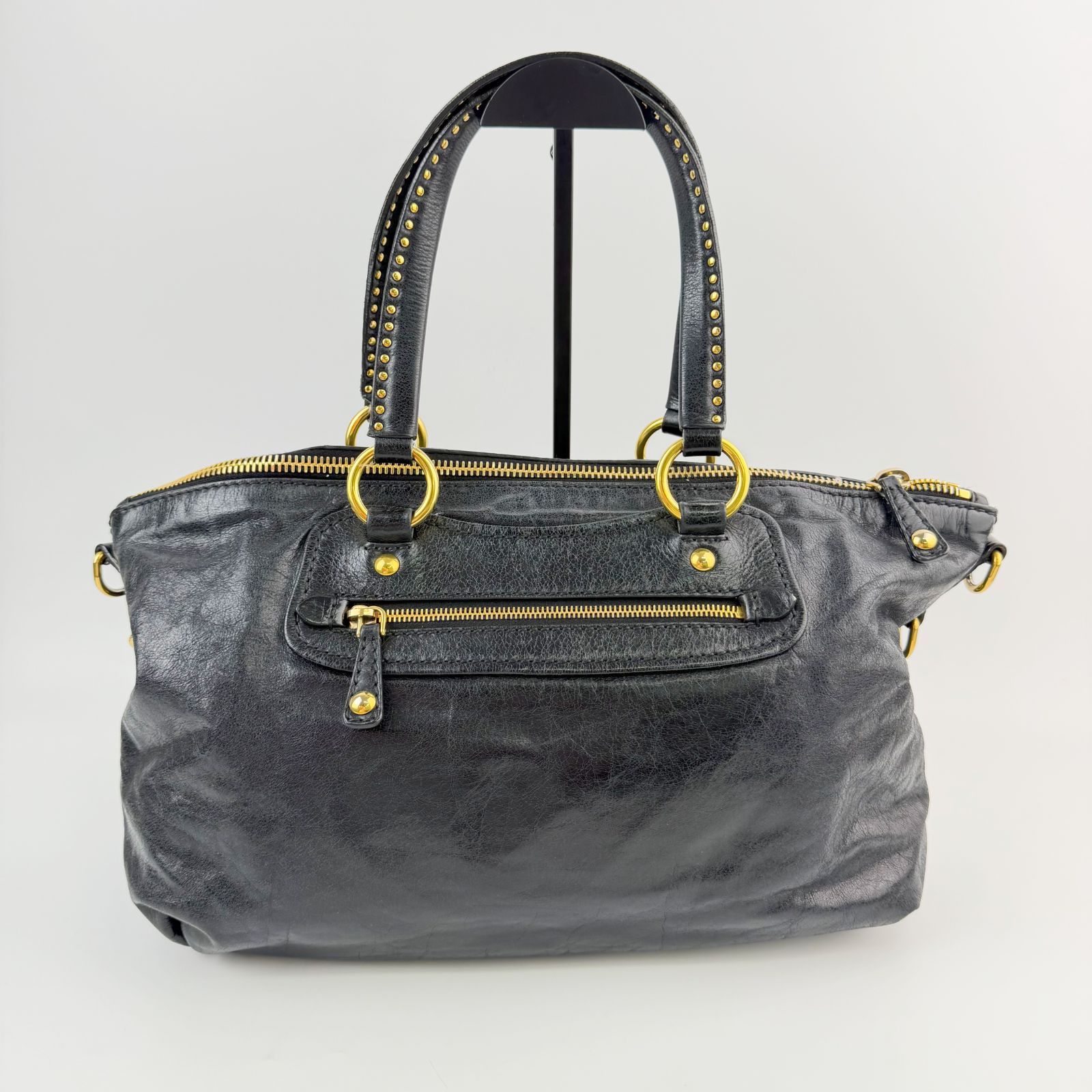 中古】MIU MIU ミュウミュウ ハートビジューチャーム スタッズ 2WAY
