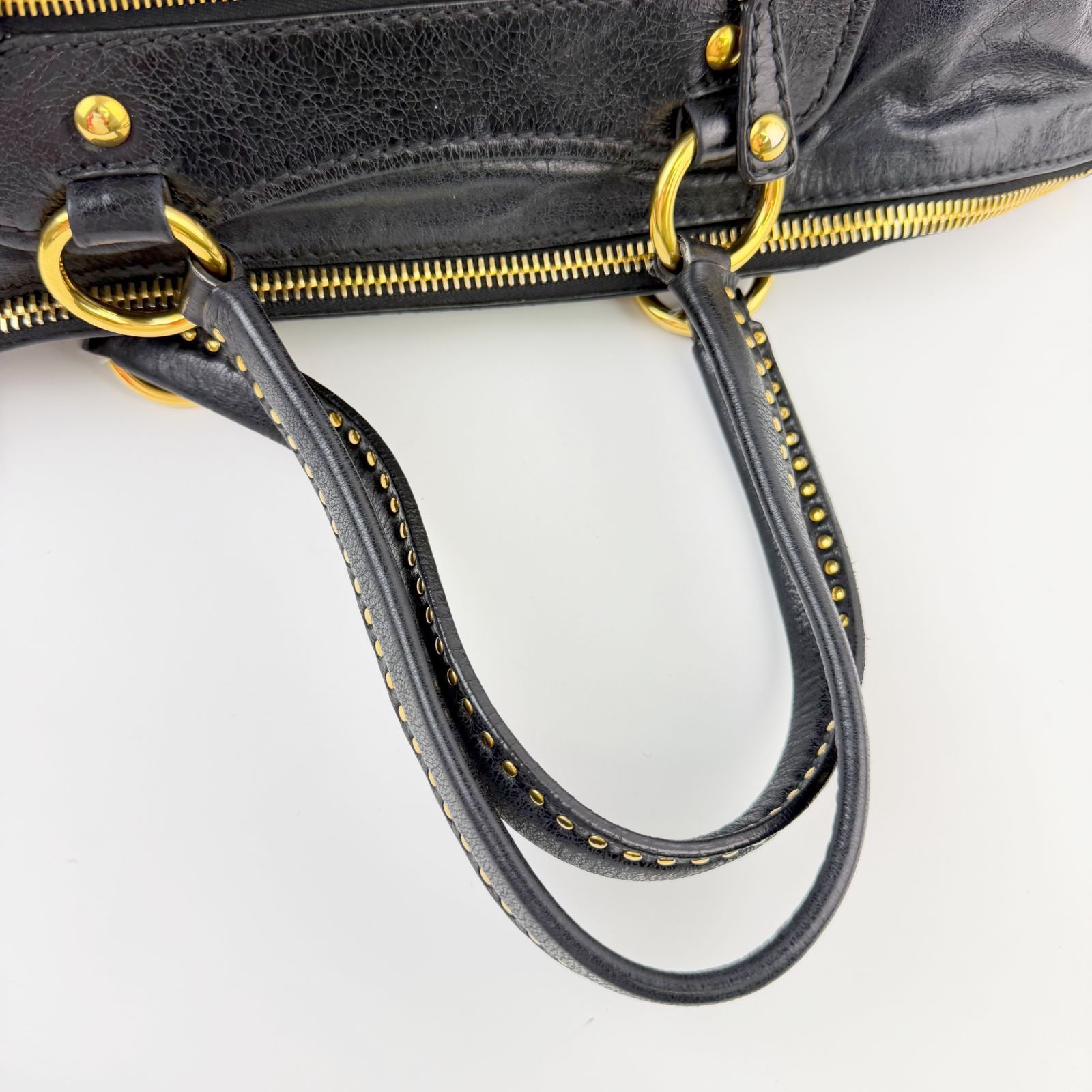 中古】MIU MIU ミュウミュウ ハートビジューチャーム スタッズ 2WAY