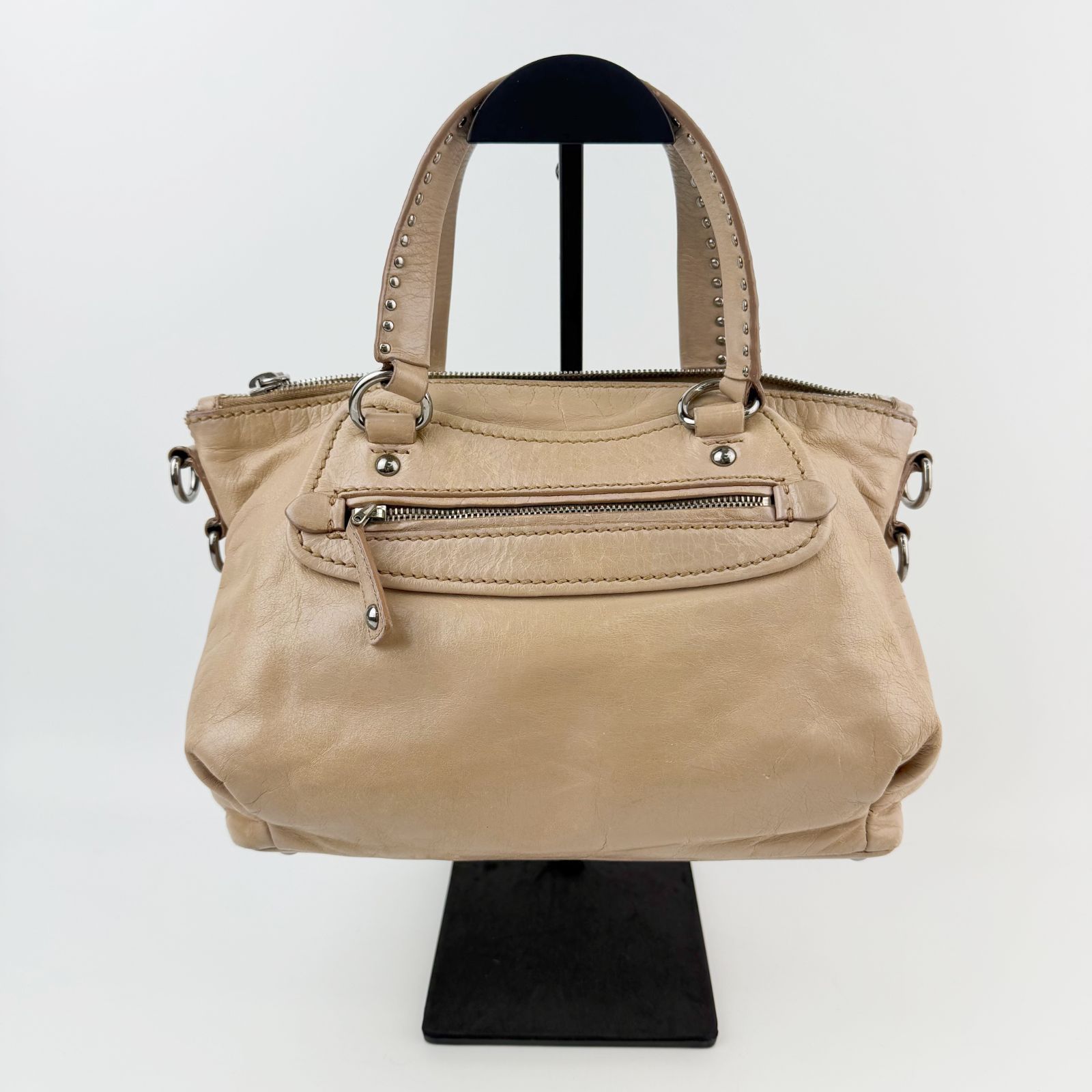 中古】MIU MIU ミュウミュウ ハートビジューチャーム スタッズ 2WAY 