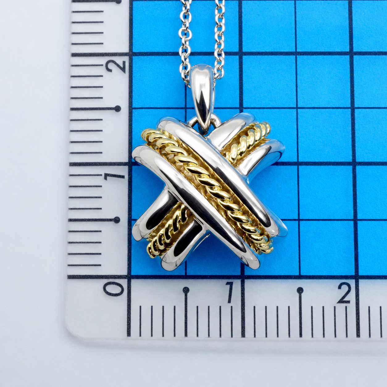極美品 ティファニー シグネチャークロス コンビ ネックレス シルバー