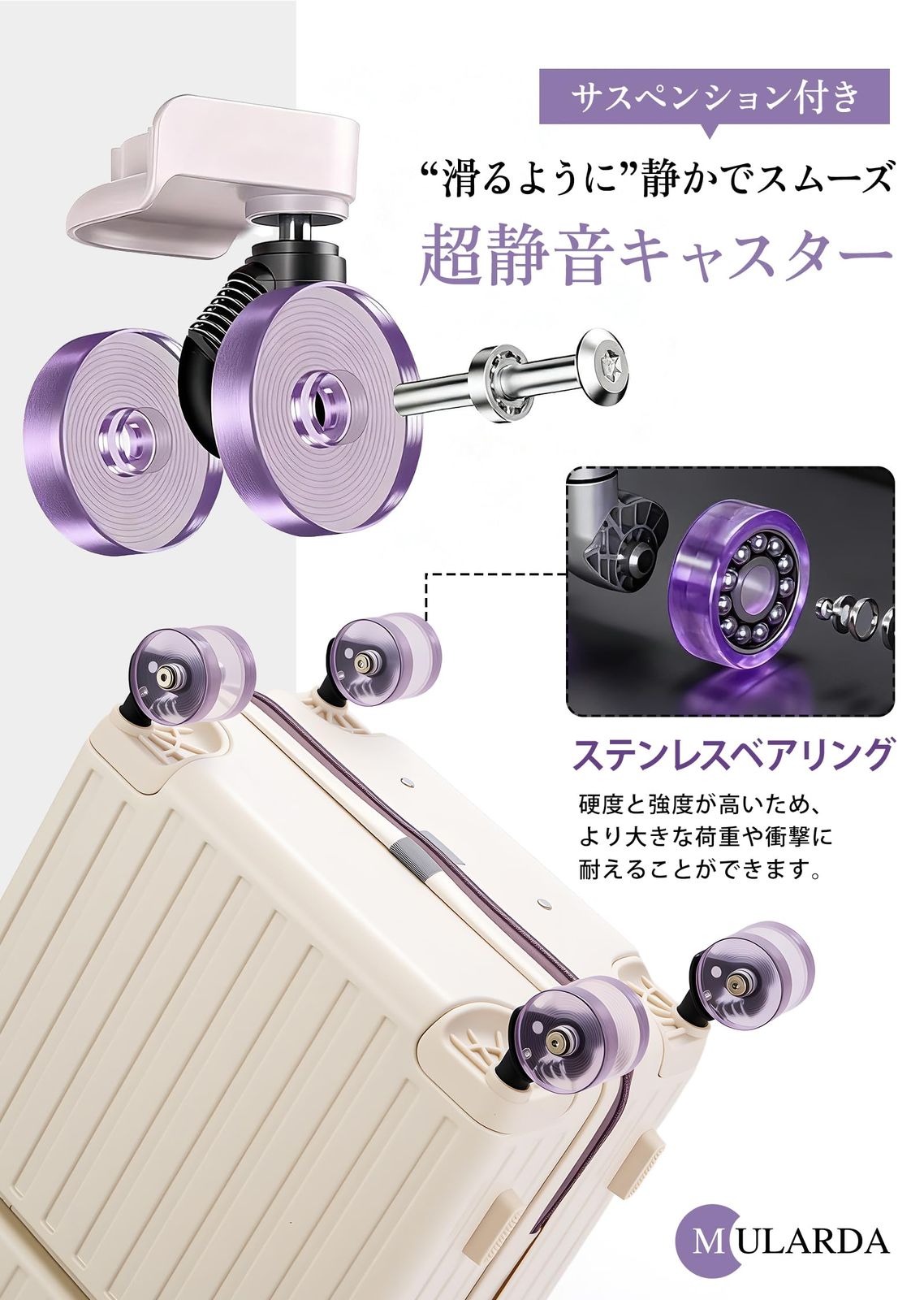 Mularda] スーツケース フロントオープン 多機能 キャリーケース 機内