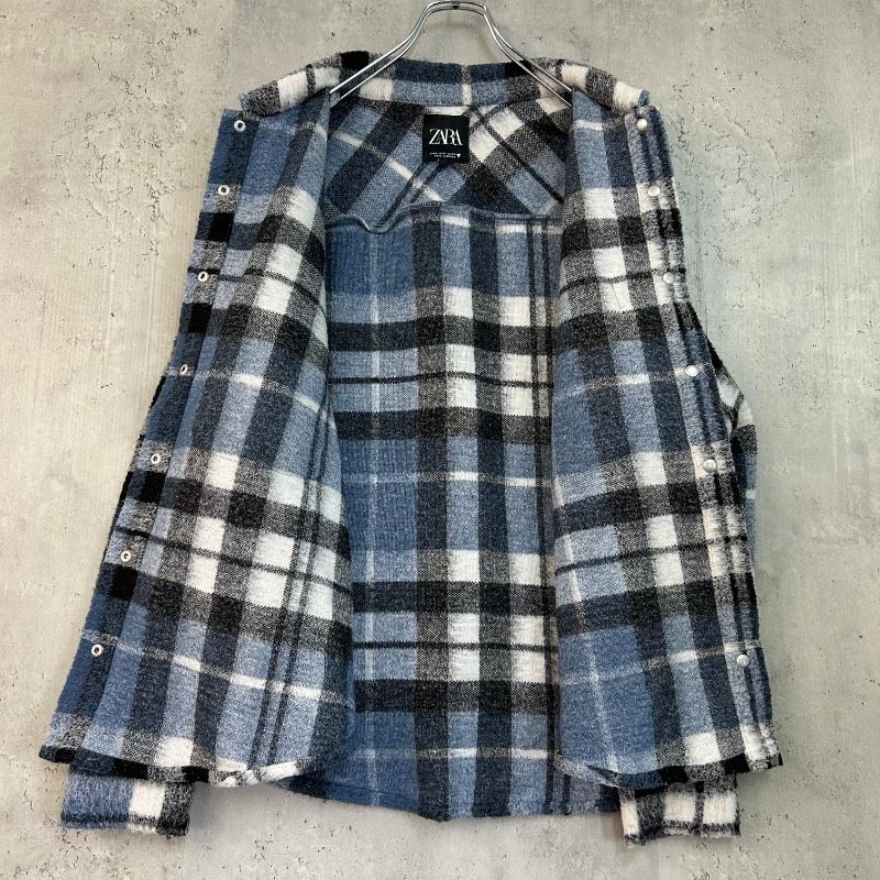ZARA ザラ M チェック柄オーバーサイズシャツジャケット 長袖 CPO