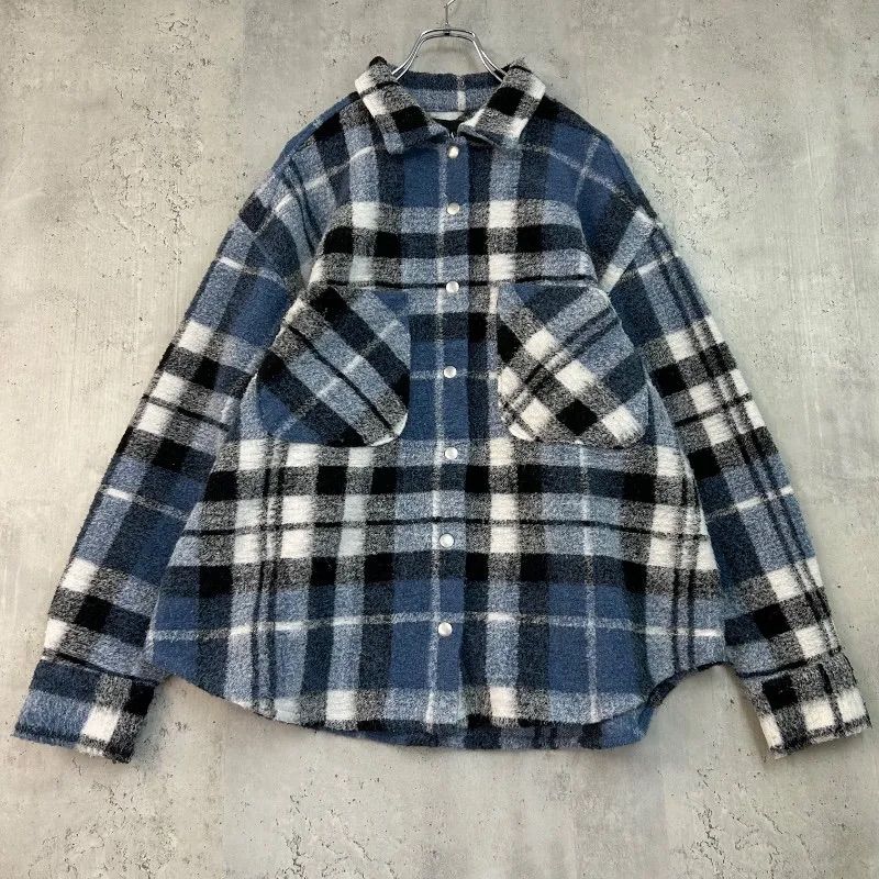 ZARA ザラ M チェック柄オーバーサイズシャツジャケット 長袖 CPO