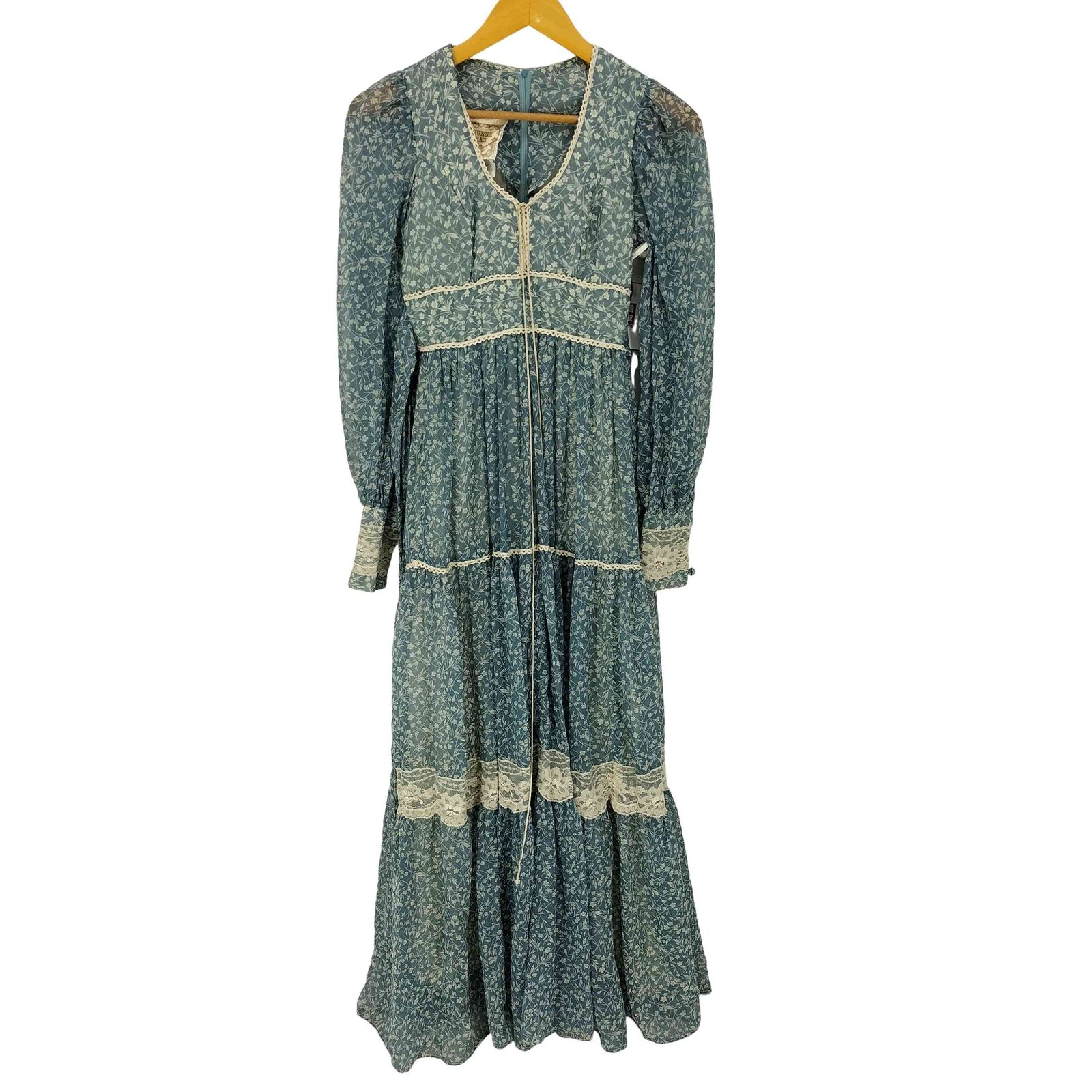 ガニーサックス GUNNE SAX 70S 花柄 レース フリル ポリコットン