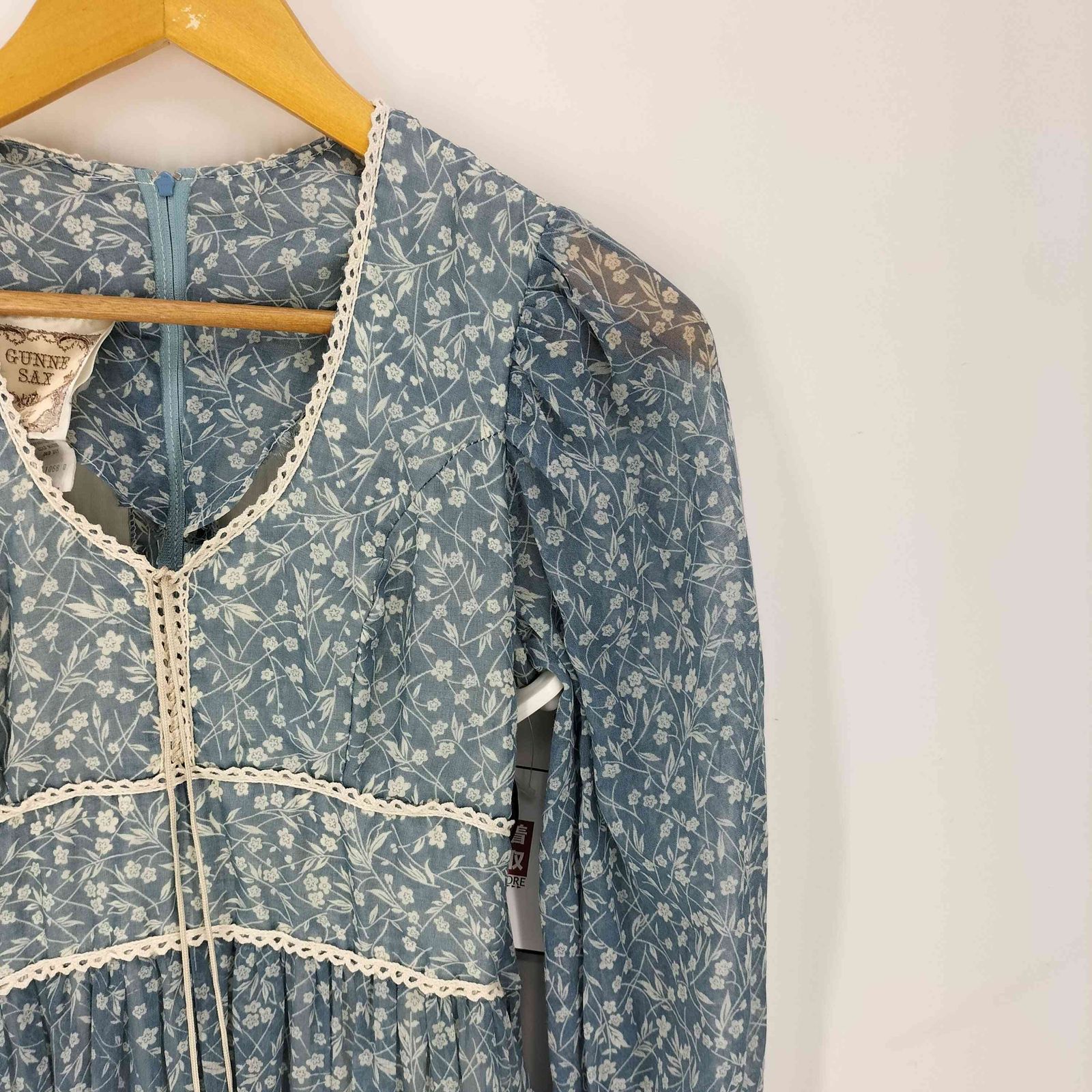 ガニーサックス GUNNE SAX 70S 花柄 レース フリル ポリコットン