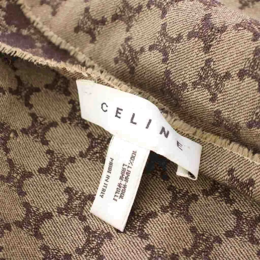 セリーヌ CELINE ストール マフラー マカダム柄 ウール100％ ベージュ