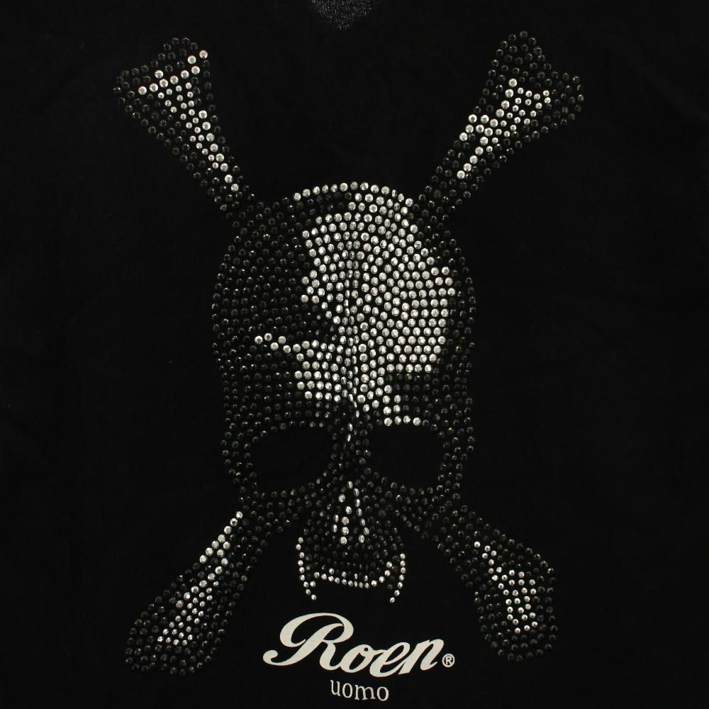 ロエン Roen Tシャツ M 黒 ブラック Vネック スカルモチーフ 長袖 /DU