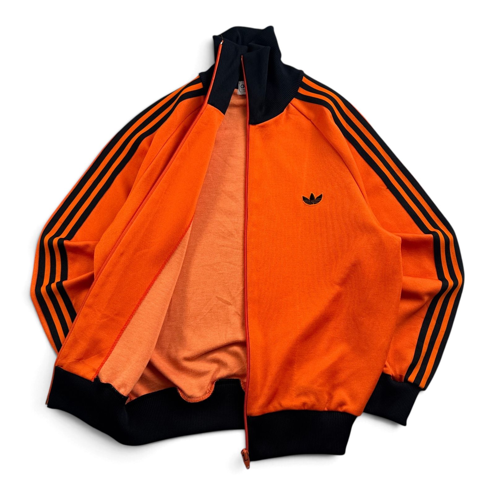 80s adidas アディダス トラックジャケット オレンジ 黒 2号