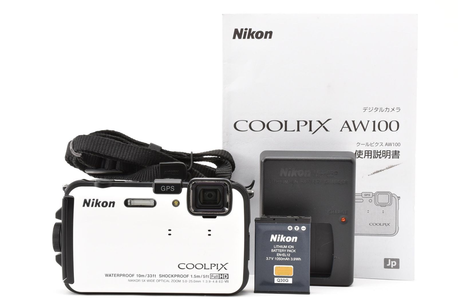 返品保証】良品｜Nikon ニコン COOLPIX AW100 ホワイト コンパクト