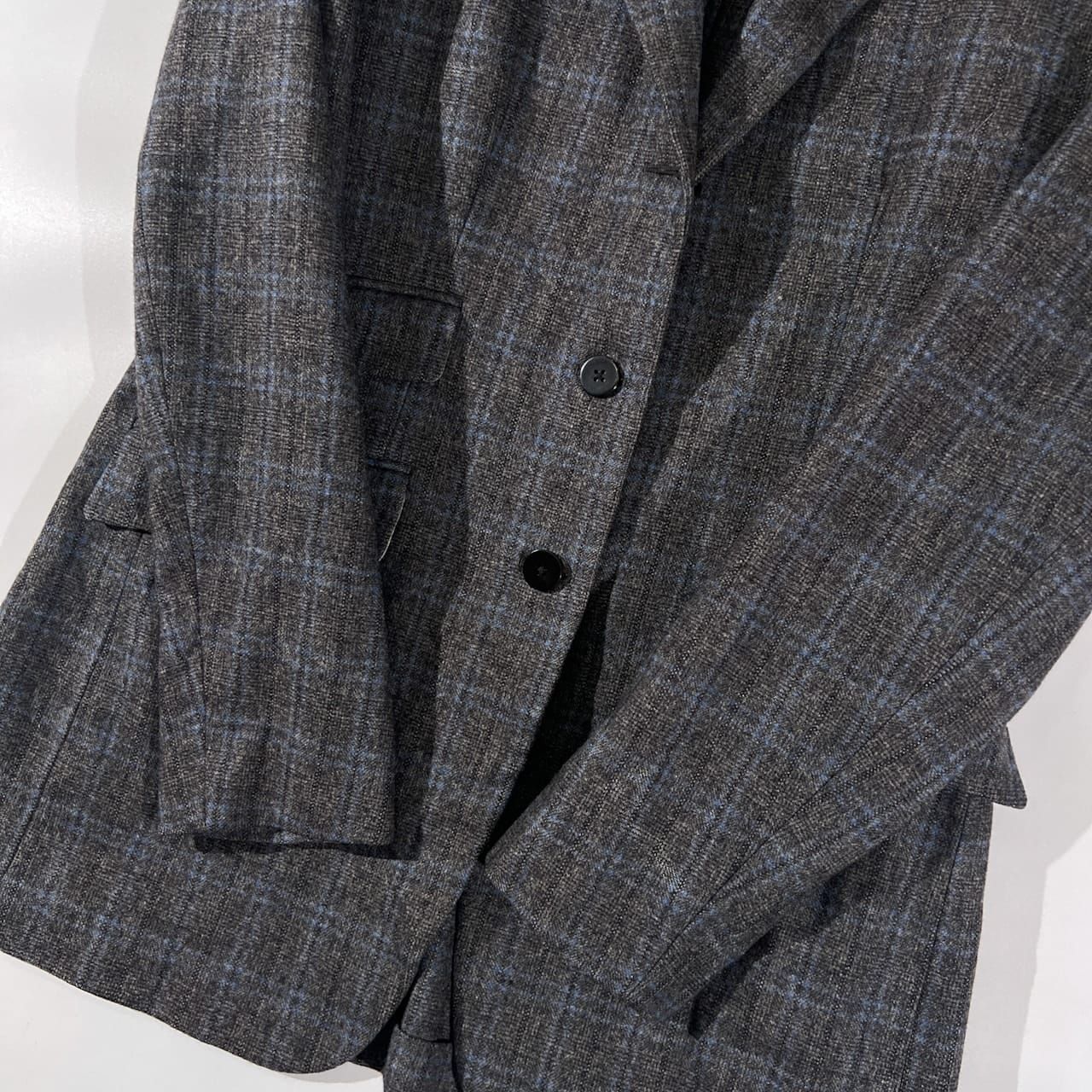 Belvest グレー系チェック テーラードジャケット Belvest ベルベスト ウール カシミヤ混 チェック 3B テーラード
