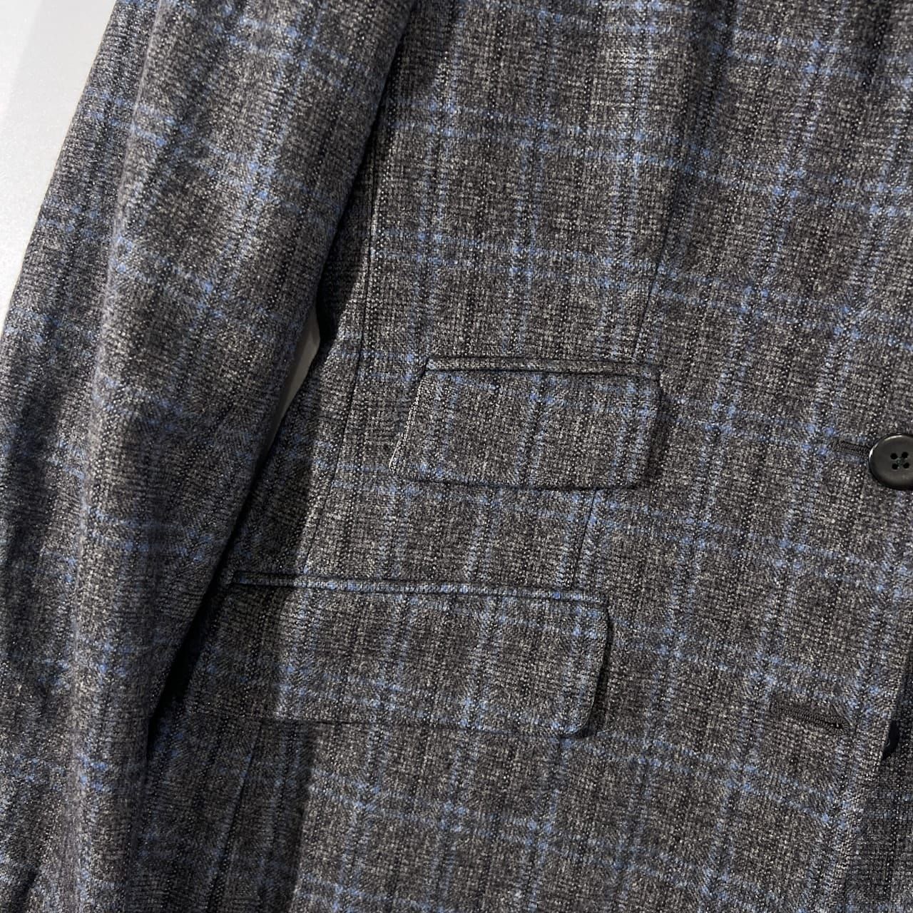 Belvest グレー系チェック テーラードジャケット Belvest ベルベスト ウール カシミヤ混 チェック 3B テーラード