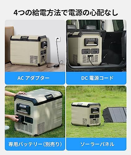 EENOUR 車載冷蔵庫 D45 45L -20℃?10℃ バッテリー内蔵可能 両開きフタ