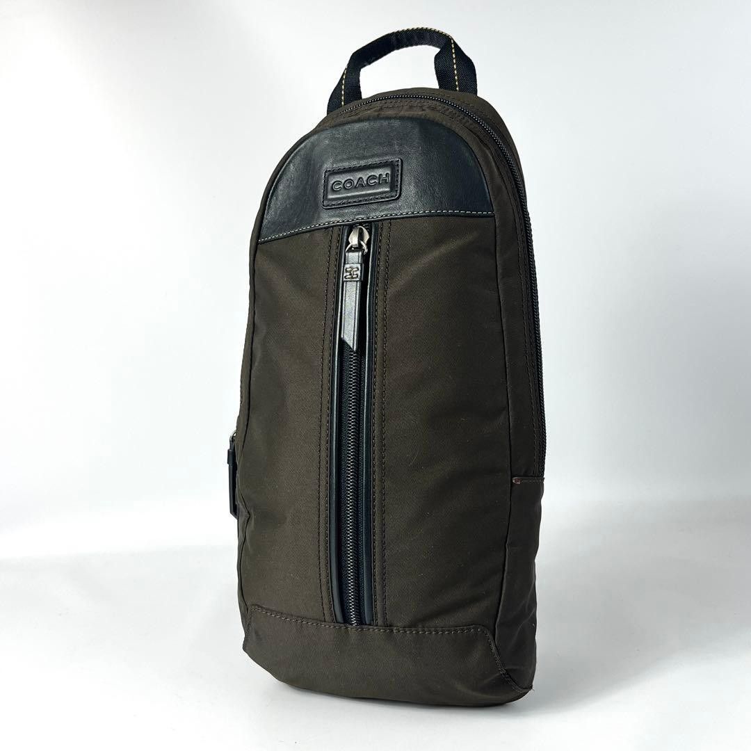 COACH Varick Nylon Sling Bag コーチ ヴァリック ナイロン ボディバッグ ワンショルダー カーキ 美品