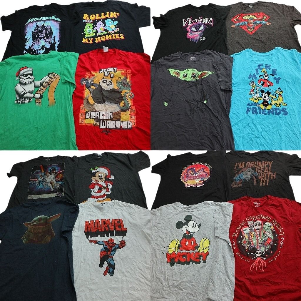 古着卸 まとめ売り キャラクター Tシャツ 16枚セット ( メンズ XL ) スターウォーズ ナイトメアー マーベル 中古 古着 NH3623 13,764円