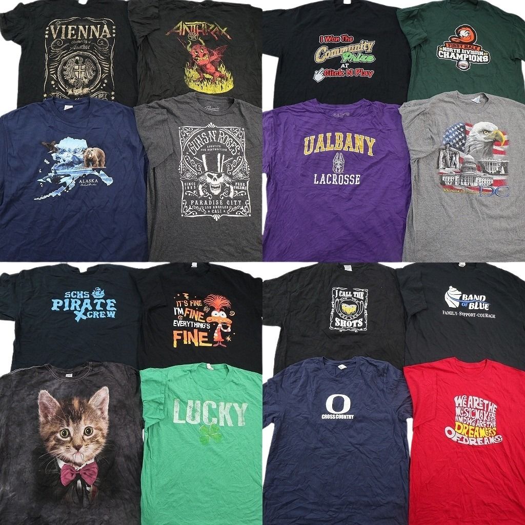 古着卸 まとめ売り プリント Tシャツ 16枚セット ( メンズ 2XL ) 中古