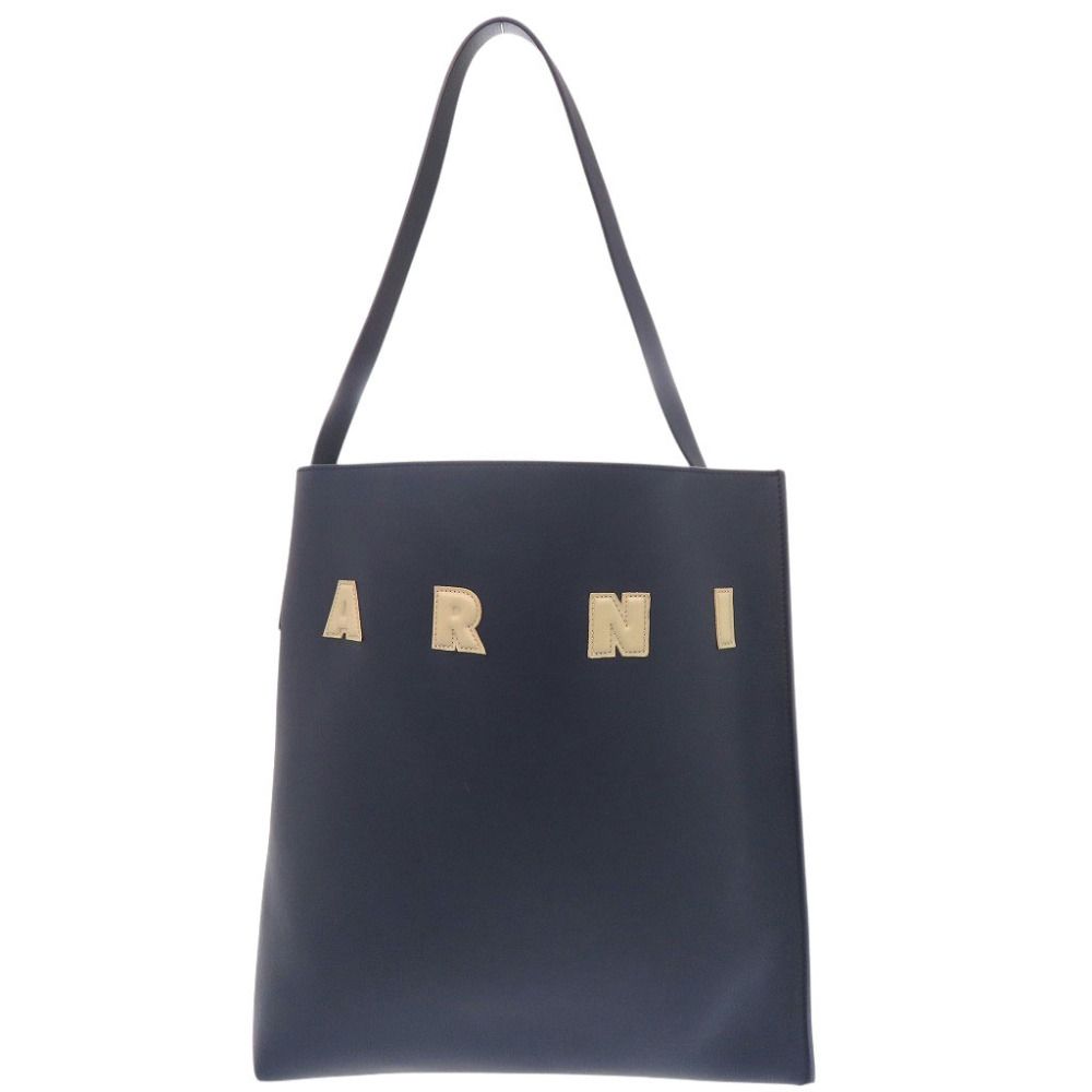 美品 マルニ Museoミディアムホーボーバッグ レザー ネイビー トートバッグ 0493 MARNI 60,500円