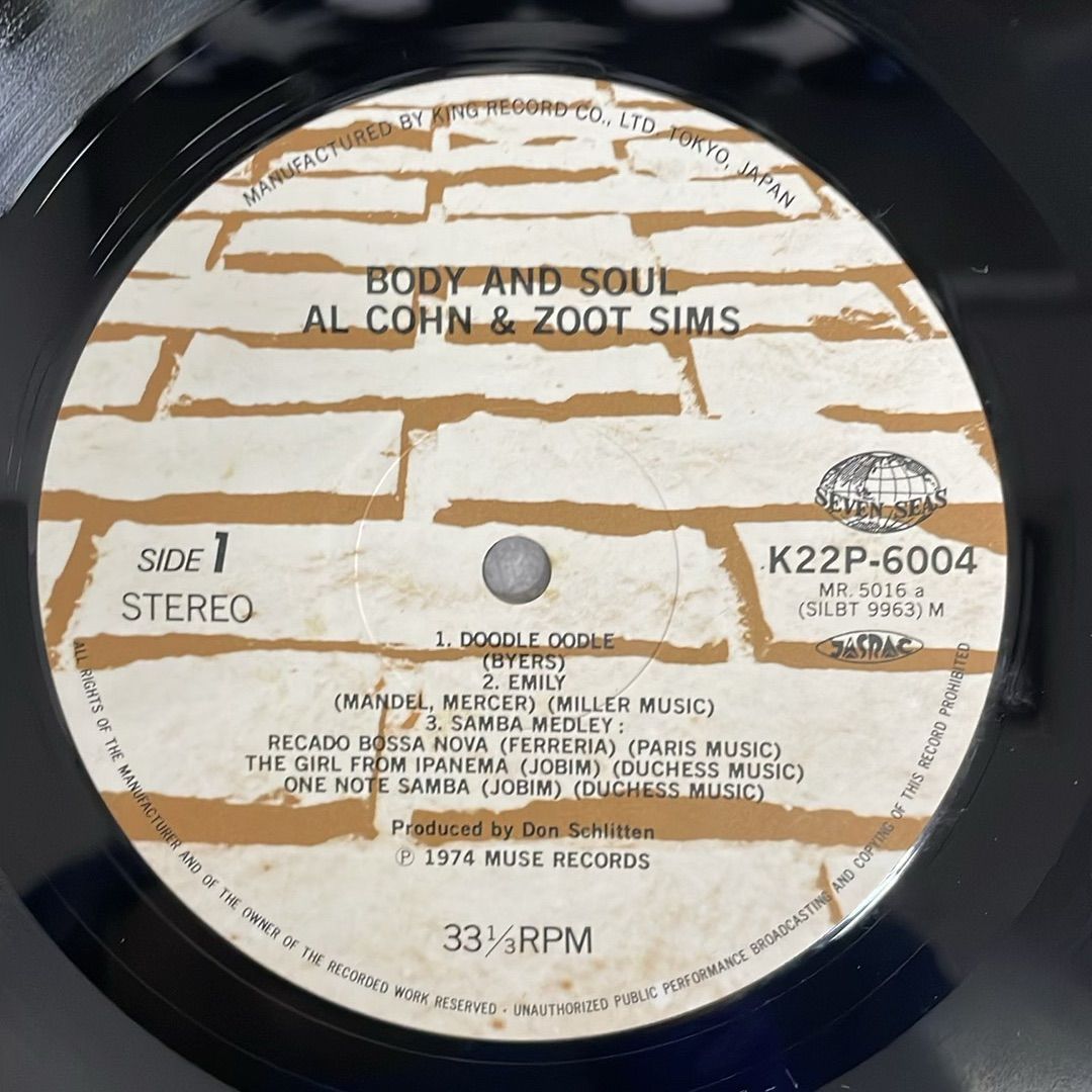 LP/AL COHN & ZOOT SIMS/BODY AND SOUL/K22P-6004/レコード/record