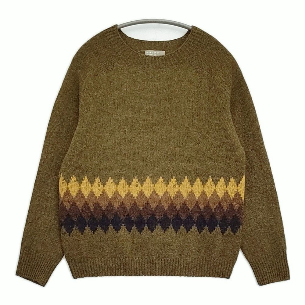 MARGARET HOWELL BANDED FAIRISLE KNIT ウール フェアアイル