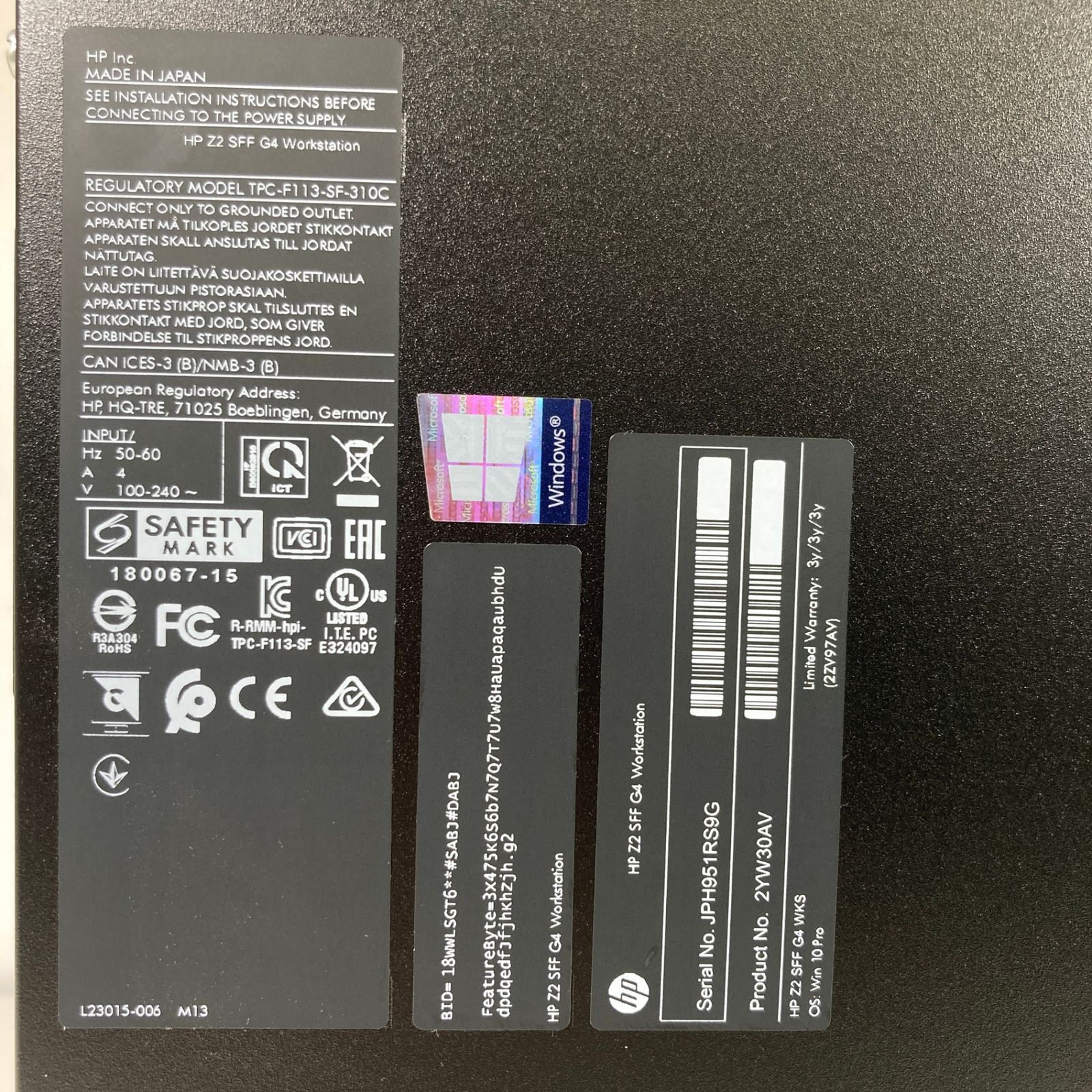 7日間保証・中古】HP Z2 SFF G4 Workstation/Quadro P620/Xeon E-2124G