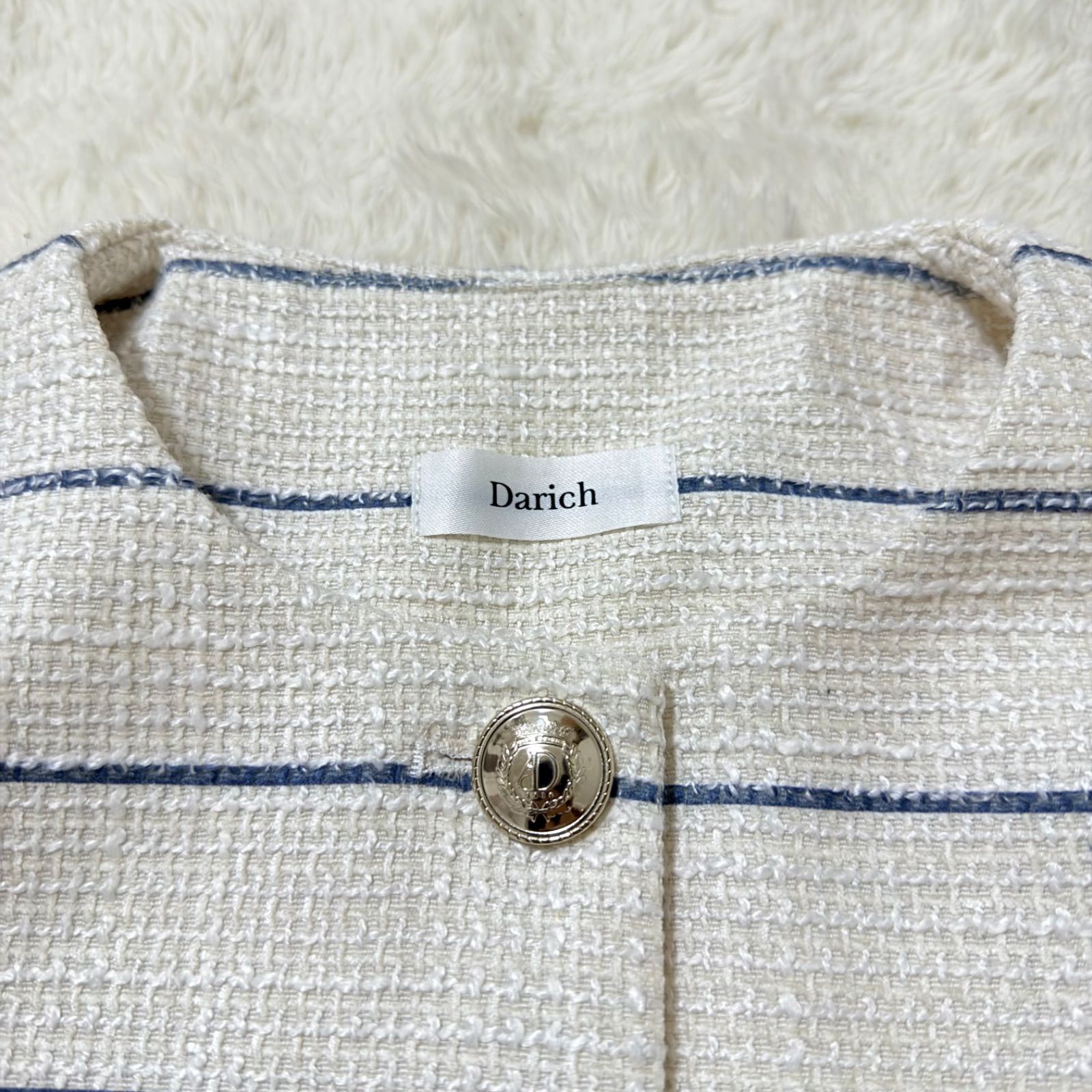 Darich ダーリッチ Darlingボーダーツイードジャケット アイボリー