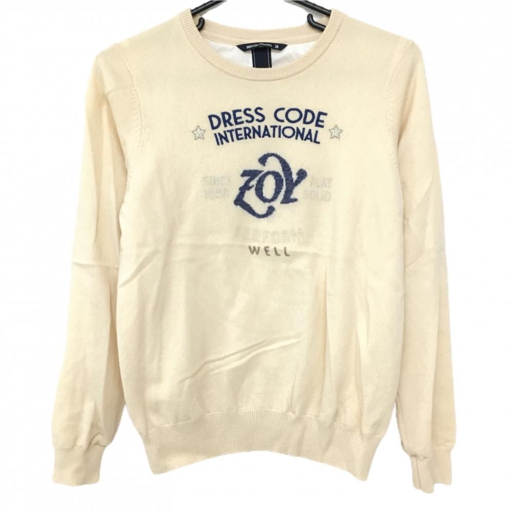 美品　裏地付きセーター　ZOY レディース　ゴルフ 超美品】ゾーイ セーター ライトベージュ系×ネイビー カシミヤ・羊毛混