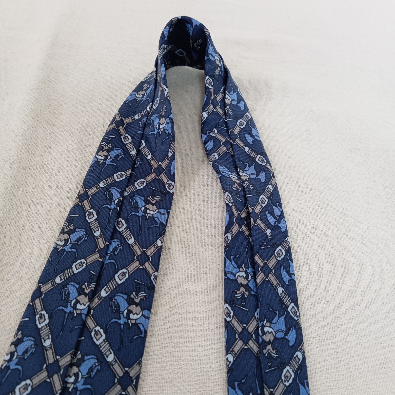 美品】ARNYS アルニス ネクタイ 小紋柄 紺 青 ベージュ レギュラータイ