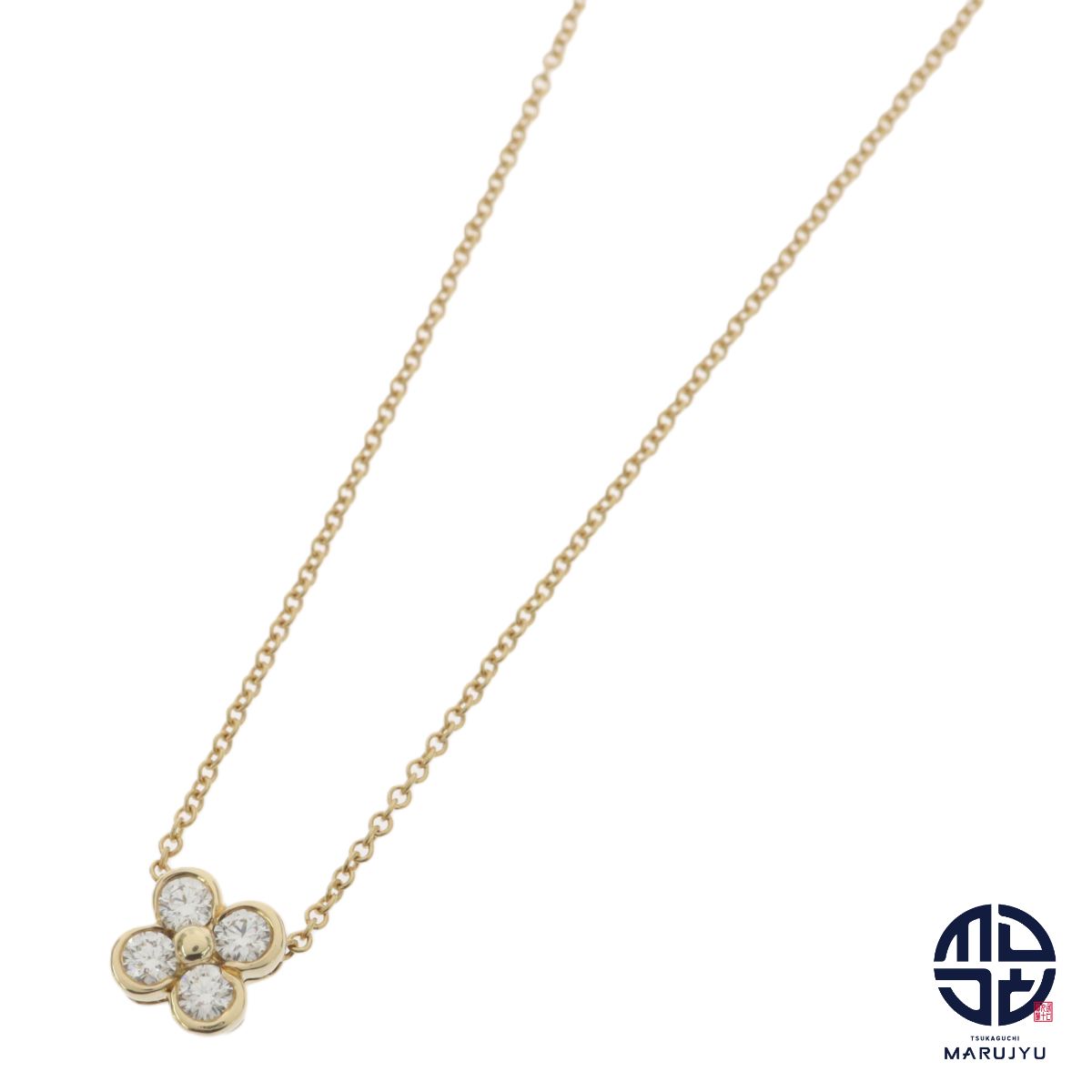TIFFANY & CO. Tiffany ティファニー 750YG K18 18金イエローゴールド ダイヤ フラワー 花 クローバー ネックレス ジュエリー アクセサリー ブランド 65,890円