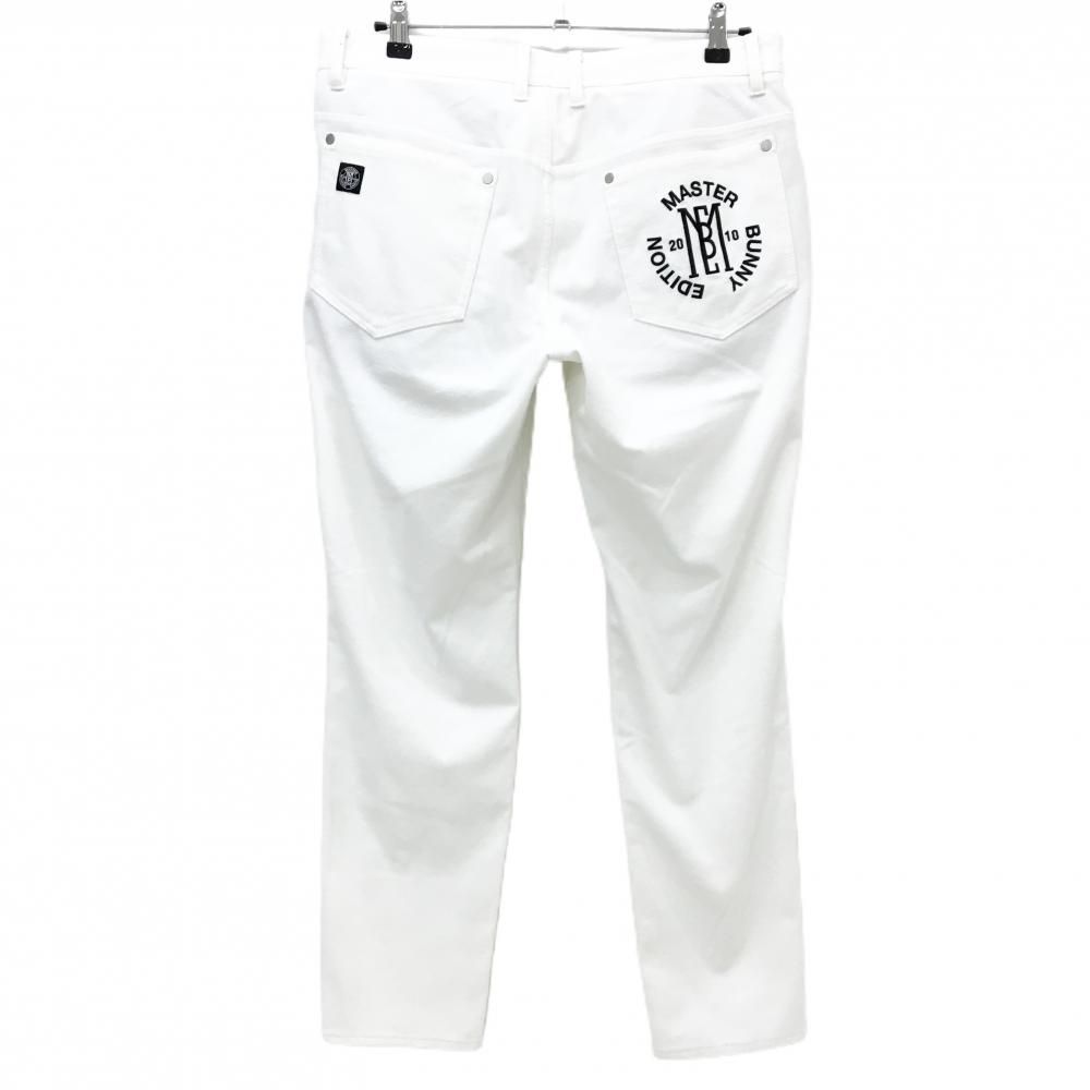 超美品】マスターバニー パンツ 白 ロゴ黒 微起毛 メンズ 5(L) ゴルフ