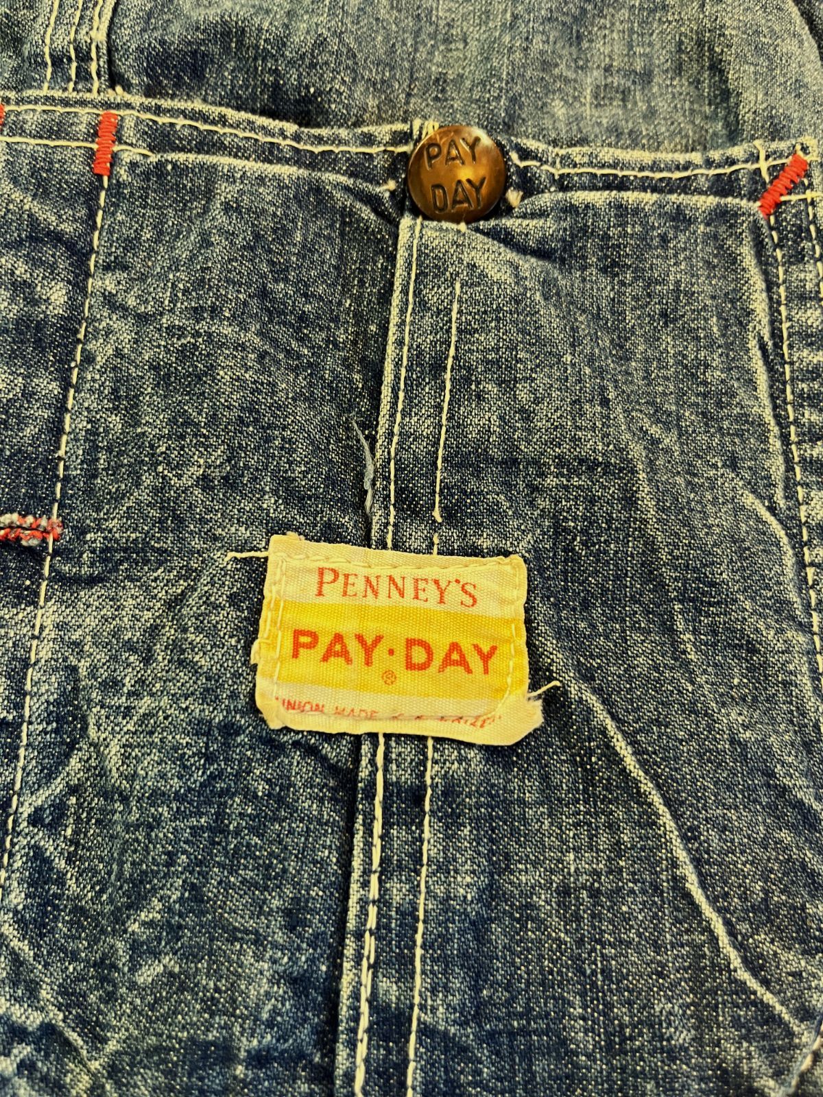 50s PENNEY'S PAY DAY “SQUARE BAK” Denim Overalls / W46 ペニーズ