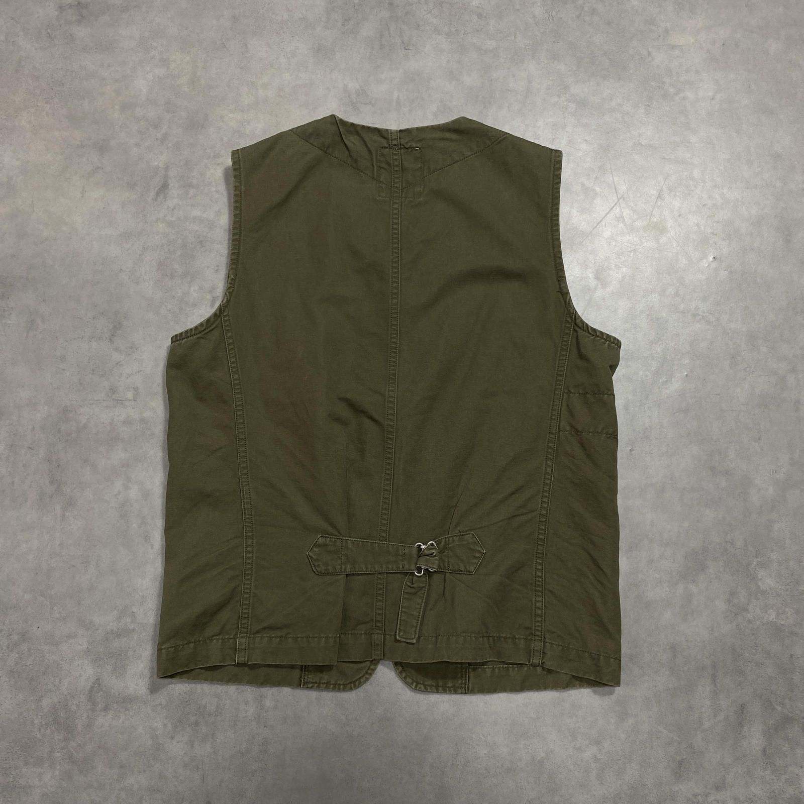 GQ6906◇STILL BY HAND : 綿麻カルゼ ワークベスト◇46◇カーキ