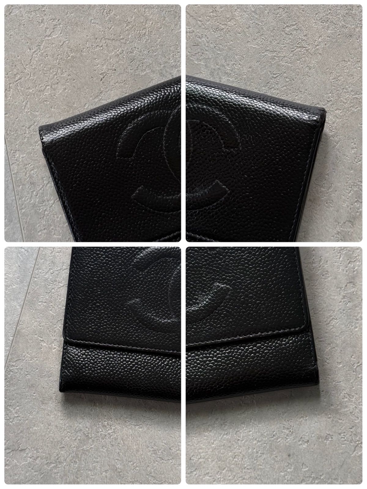 CHANEL シャネル タイムレスCC 三つ折り財布 キャビアスキン レザー